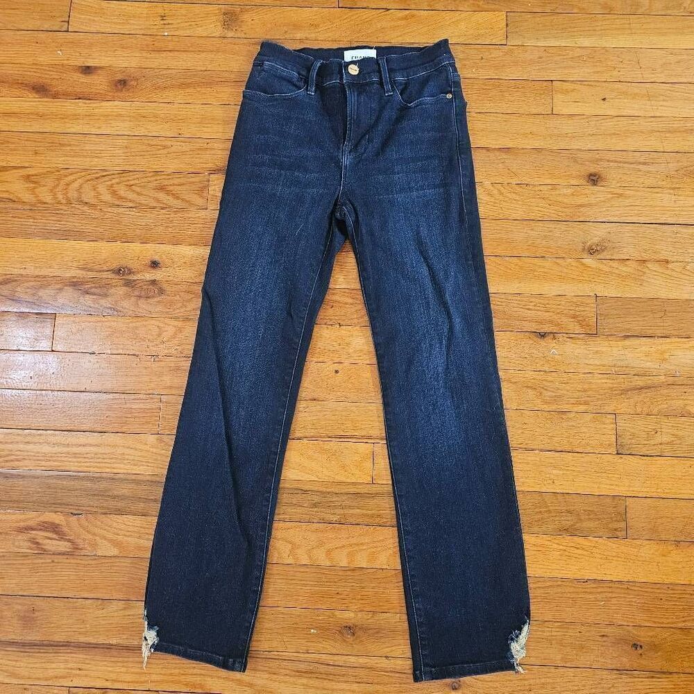 Frame Denim Womens Blue Straight High Rise Ankle Jeans Size 25